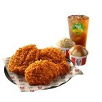3 pieces of San-Thai Crunch with a ice lemon tea